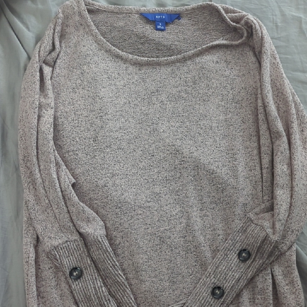 Apt. 9 Tan Crew Neck Sweater Soft Knit Casual